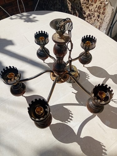 Lustre bois simple 5 - lustre, ,