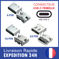Connecteur USB Type-C Femelle 6/16/24 Pin Broches à souder Fiche Port Prise DIP