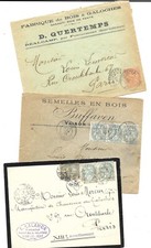 F -Lot de 3 enveloppes - Fabrication de chaussures & Galoches - 1902-1903 - Bois