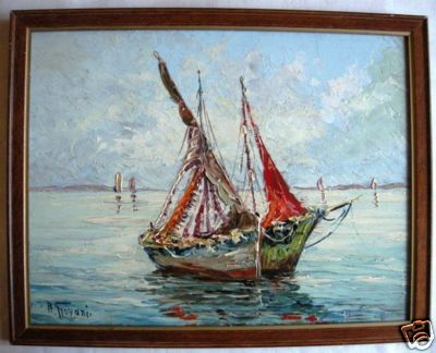 Huile panneau bateaux - huile, de