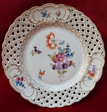 Assiette SAXE Porcelaine HERMANN OHME Décor n°4 Bouquet floral peint main XIXème