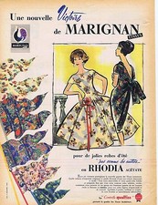PUBLICITE ADVERTISING 015 1958 MARIGNAN une nouvelle victoire tissu