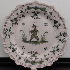 Assiette faïence ancienne du sud ouest chinois vert Martres-Tolosane, Bordeaux