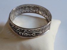 Ancien Bracelet filigrane ethnique berbère kabyle argent massif poinçon sanglier