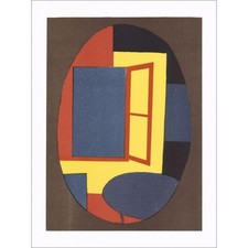 MINAUX André - Lithographie originale "Composition au fond brun III" 27x21cm - 1