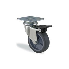 Roulette pivotante à frein caoutchouc gris diamètre 75mm charge 60kg