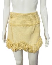 Isabel Marant Femmes Natacha Franges Boho Tissé Soie Drapé Court Mini Jupe L 40