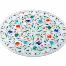 12 " Marbre Plaque Décorative Demi Précieux Pierres Floral Incrusté Maison Décor