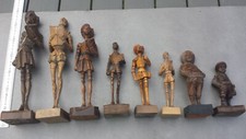 Collection de 8 anciennes sculptures en bois DON QUICHOTTE et SANCHO PANZA