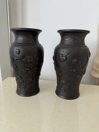 Paire vases bronze - de,