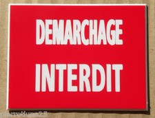 plaque  boite aux lettres  "DEMARCHAGE INTERDIT" Ft 50x65mm  finition biseautée