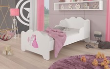Lit D'Enfant 70x140Cm Lit Simple Blanc Motif Princesse Avec Cheval 80498731
