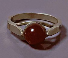 Solitaire argent ambre ancienne bague argent cornaline bague argent massif T51