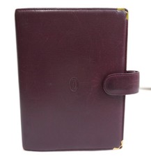 Authentique Cartier Must Line Planner Cover Agenda MM Leather #4795
