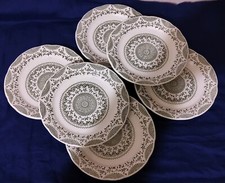 6 ASSIETTES À DESSERT FAÏENCE ANGLAISE ANCIENNE FINE WARE VERTES
