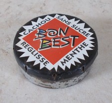 Vintage candy tin box licorice mint BON BEST antique France container black old
