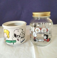 Ensemble de bocaux en verre en céramique Snoopy vintage