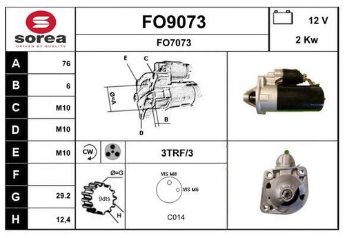 Démarreur snra fo9073 ford - démarreur,