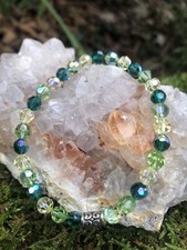 Bracelet Swarovski Perle De Cristal Vert Fait Main En France