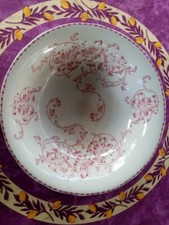 Vasque Cuvette Bassine de Toilette Terre de Fer Creil Montereau Déco Floral Rose