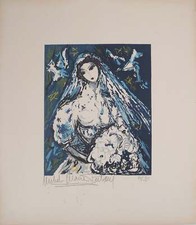 Michel-Marie POULAIN : La mariée, Lithographie originale signée