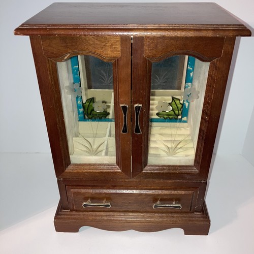 Vintage wooden armoire jewelry - armoire,