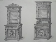 Buffet 2 Corps Crédence Porte GRAVURE le MAGASIN de MEUBLES Victor QUETIN XIXéme