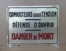 Ancienne plaque alu industrielle "DANGER DE MORT" déco indus atelier loft