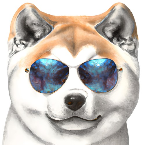 Akita inu avec lunettes de - 4,