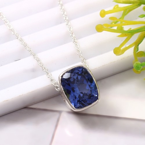 Pendentif saphir bleu argent - pendentif,
