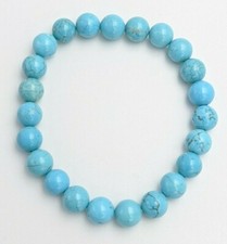 BRACELET EN PIERRE NATURELLE POLIE TURQUOISE SINKIANG bijoux chakra perle 8mm AA