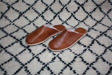 BABOUCHES en CUIR Camel - Fabrication Berbères 100% ARTISANALE - Homme & Femme -