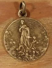 Médaille Religieuse Ancienne Assomption Vierge Marie Jésus Christ 