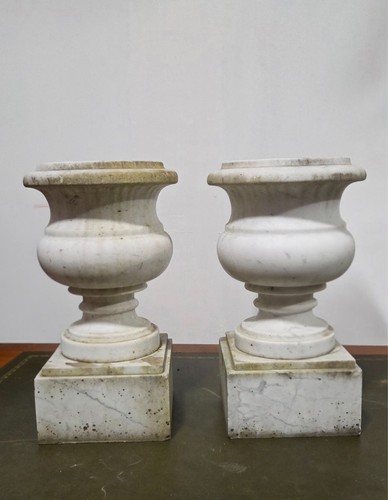 Paire vases marbre - en,
