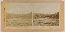 FRANCE Trois femmes et enfant Paysage c1900 Photo Stereo Vintage P75L1n2