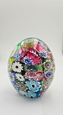 PRESSE PAPIER OEUF EN VERRE DE MURANO INCLUSIONS MILLEFIORI  H 8.30 CM BEL ETAT