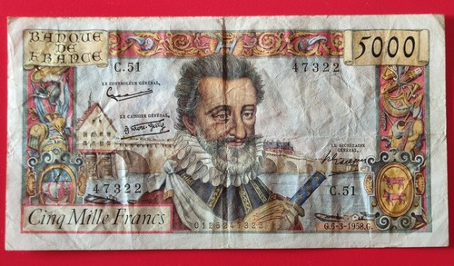Billet 5000 francs henri - henri, iv