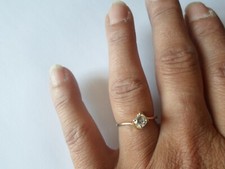 bague en plaqué or, solitaire, zirconium, t. 54