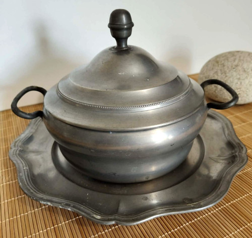 Ancienne soupière étain - soupière,