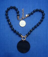 B27 Joli Collier VICTORIA Perles Verre Noir Acier  Métal Doré Lot Bijou Créateur