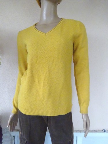 Pull jaune moutarde col m - pull,