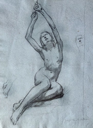 Dessin ancien pierre noire - dessin,