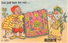 Tunisie - BIZERTE - Carte à système - Parchand de tapis - Illustrateur Bozz - Ed