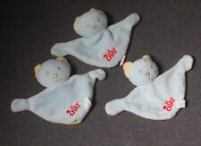 3 doudou plat chat bleu jaune