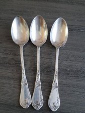 3 cuillères de table SAGLIER modèle TULIPES métal argenté art nouveau