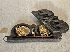 Ancienne petite balance trébuchet à opium or coffret bois éléphant Birmanie Asie