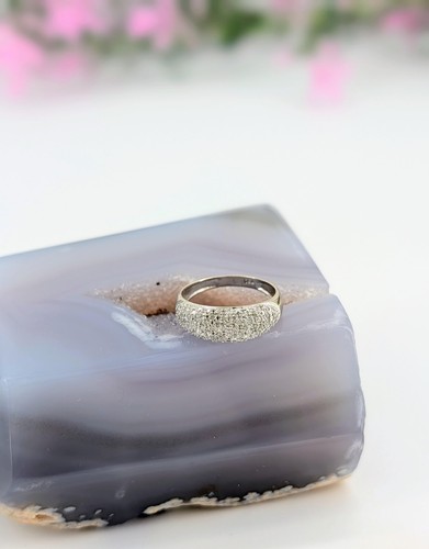Bague bombée blanc avec - or,