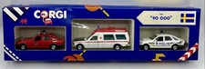 Coffret CORGI C56 NEUF Urgence "90 000" Suède : Police, Pompiers, Ambulance 1986