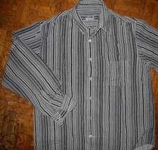 Chemise chaude velours Gentleman Farmer t4 L env. manches longues rayures grises