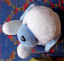 SOR/ PELUCHE VINTAGE RANGE PYJAMA NOUNOURS CHIEN BLEU BLANC LG 45 CM TBE